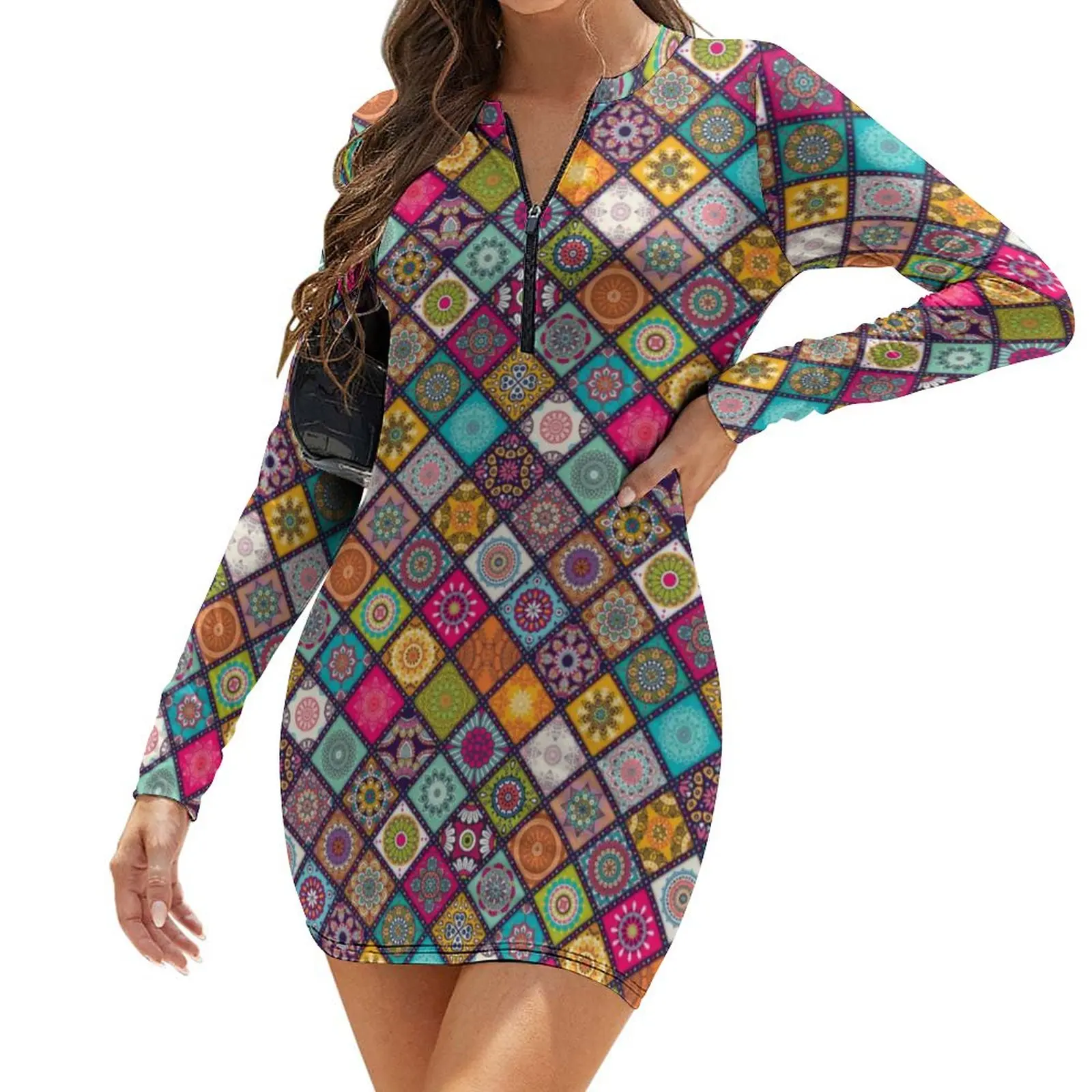 Colorful Mandala Floral Bodycon Dress Spring Diamond Tiled Mandalas Geometric Kawaii Dresses Graphic Basic Dress Plus Size XXL
Colorful Mandala Floral Bodycon Dress Spring Diamond Tiled Mandalas Geometric Kawaii Dresses Graphic Basic Dress Plus Size XXL