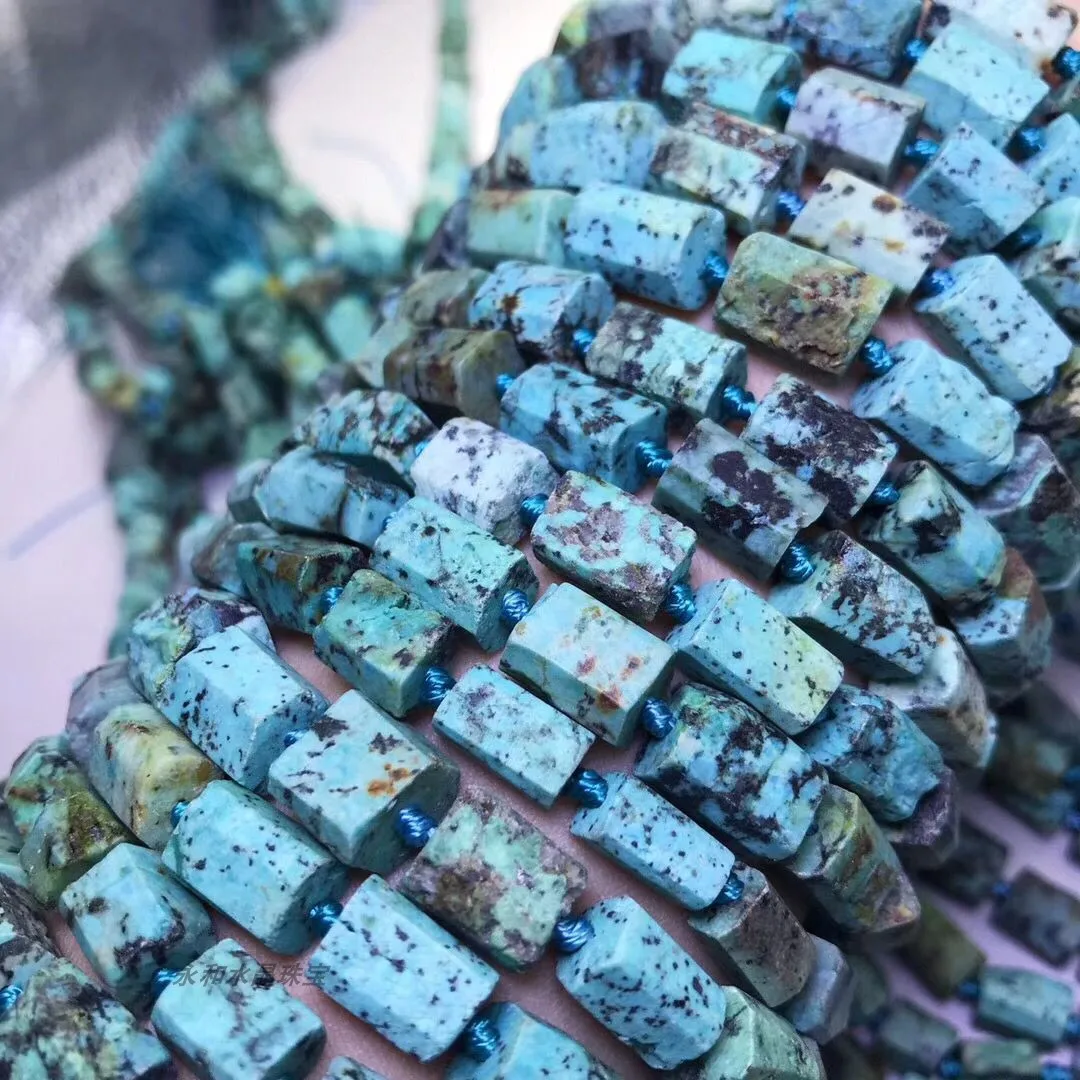 

Icnway Natural turquoise raw oral 7ｘ１０ｍｍ column faceted beads for jewelry making wholesale