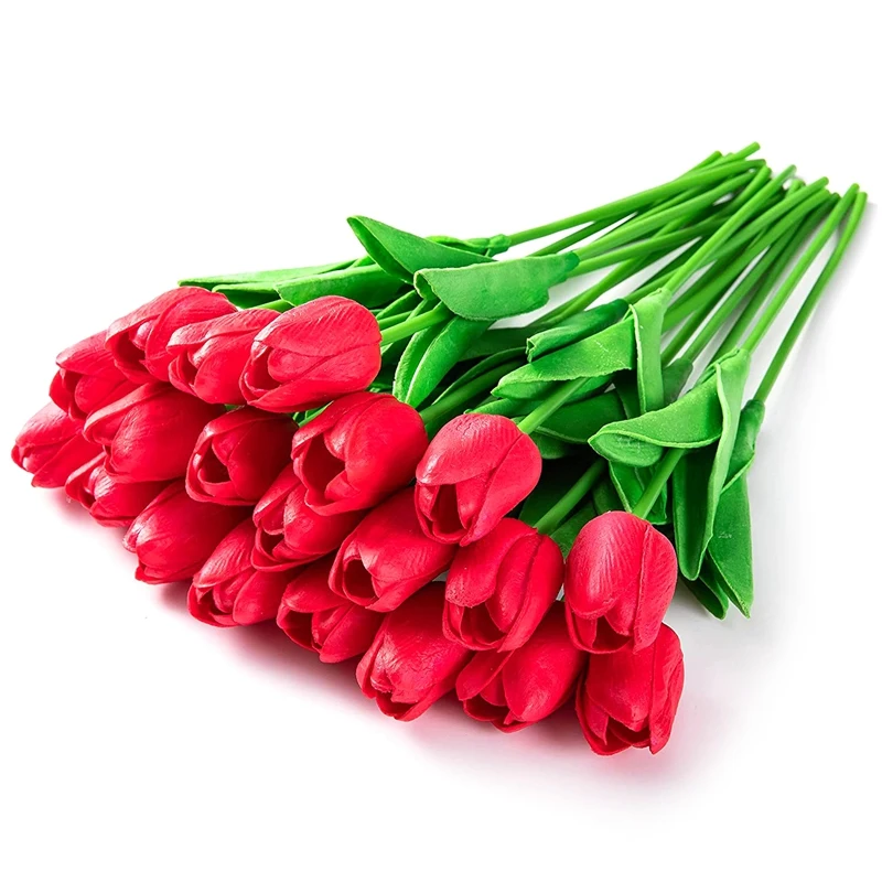 20Pcs Tulips Artificial Flowers Real Contact Feel Red Tulips For Party Home Wedding Decoration(Red)
20Pcs Tulips Artificial Flowers Real Contact Feel Red Tulips For Party Home Wedding Decoration(Red)