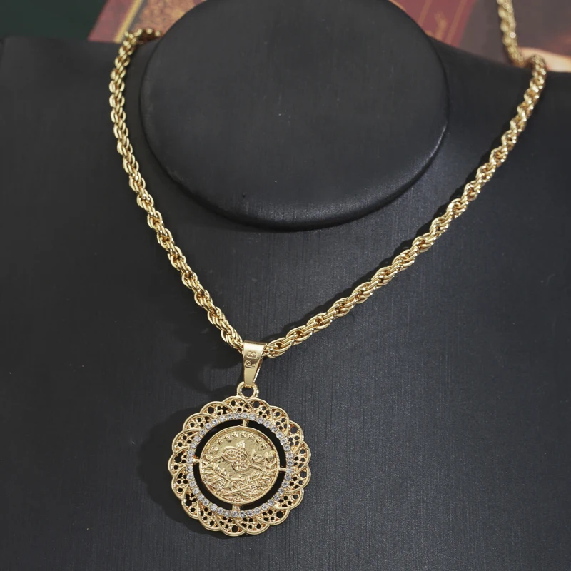 Turkish Coin Pendant Necklace Plating Gold with Slid Chain Arabic Wedding Chain Necklace Ottomans Totem Jewelry Pendants
Turkish Coin Pendant Necklace Plating Gold with Slid Chain Arabic Wedding Chain Necklace Ottomans Totem Jewelry Pendants