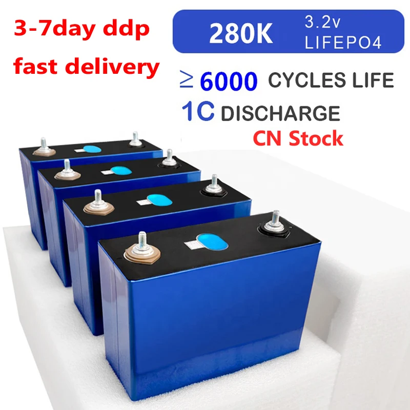 Without Tax/VAT Grade A 3.2V 280 Ah Lifepo4 lithium Batterie lf280K 3.2 Volt 280Ah lipo Lipo4 Battery Cells For 12V 48V System
Without Tax/VAT Grade A 3.2V 280 Ah Lifepo4 lithium Batterie lf280K 3.2 Volt 280Ah lipo Lipo4 Battery Cells For 12V 48V System
