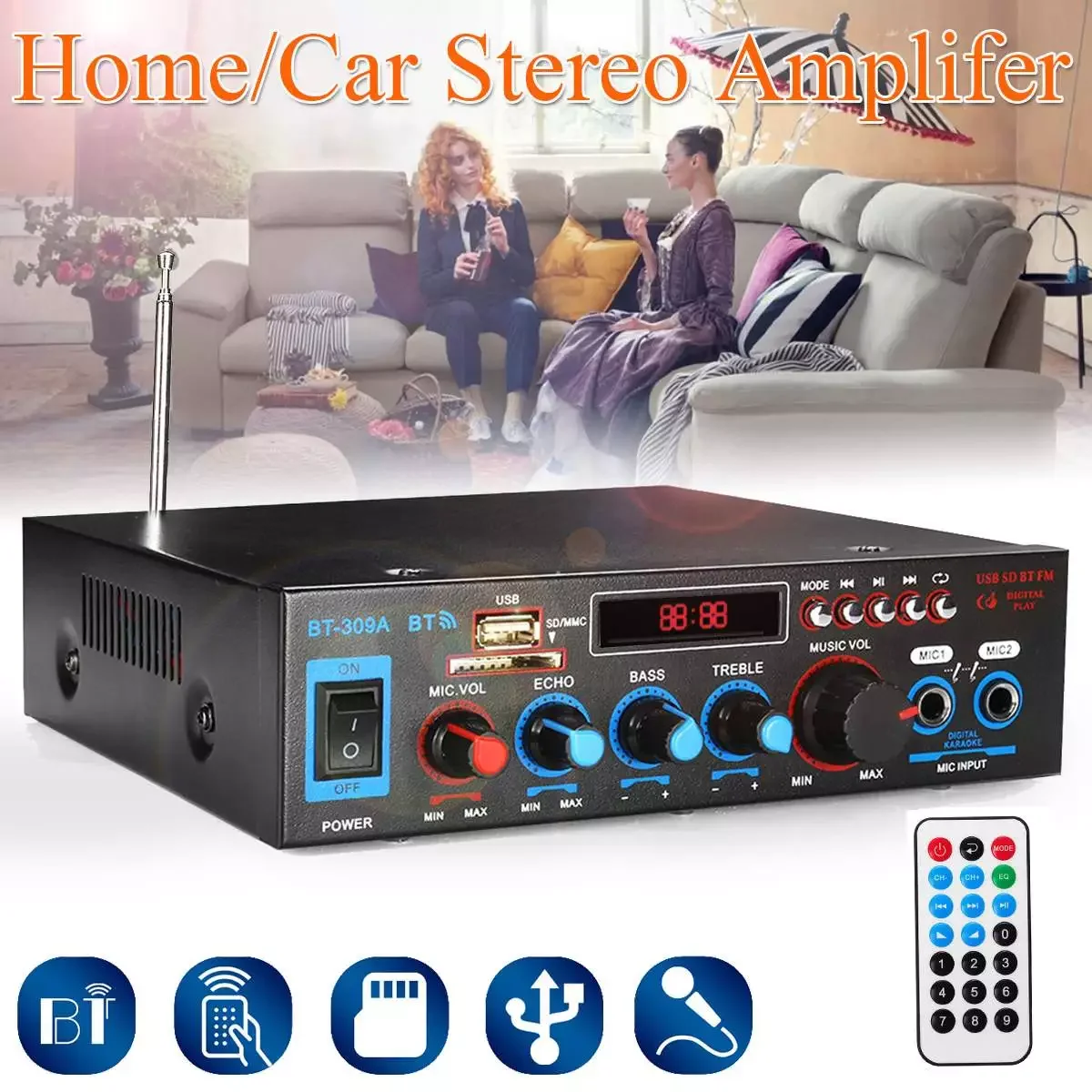 HIFI Bluetooth Amplifier Digital Subwoofer AUX input USB SD Home Theater Amplifiers Audio Processor Power Amplifier
HIFI Bluetooth Amplifier Digital Subwoofer AUX input USB SD Home Theater Amplifiers Audio Processor Power Amplifier
