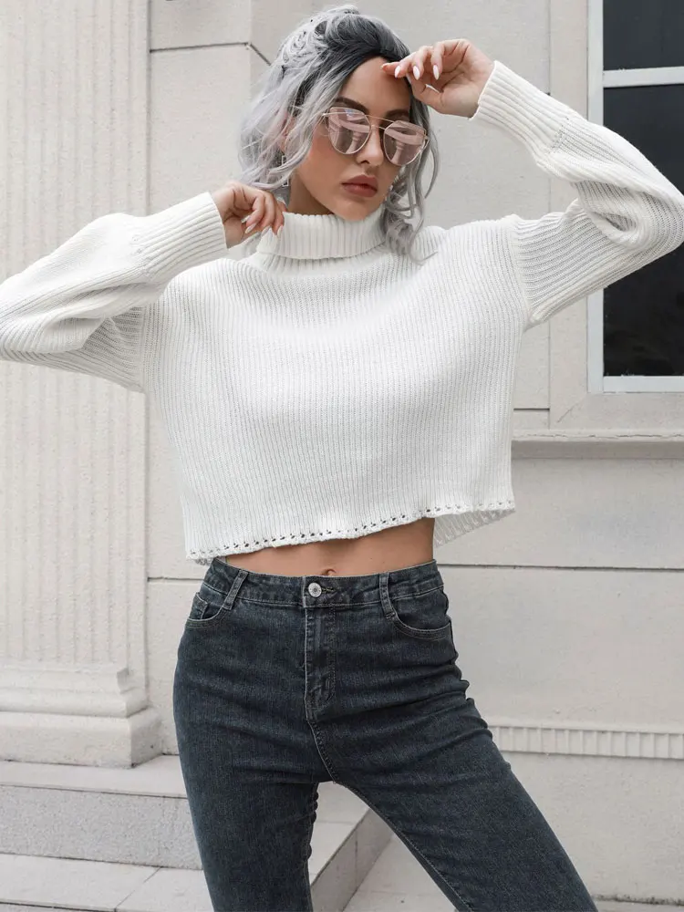 Autumn Turtleneck Sweater Women Crop Jumper Ladies Turtle Neck Knitted Sweater Pullover Women Loose Short Sweater For Women
Autumn Turtleneck Sweater Women Crop Jumper Ladies Turtle Neck Knitted Sweater Pullover Women Loose Short Sweater For Women