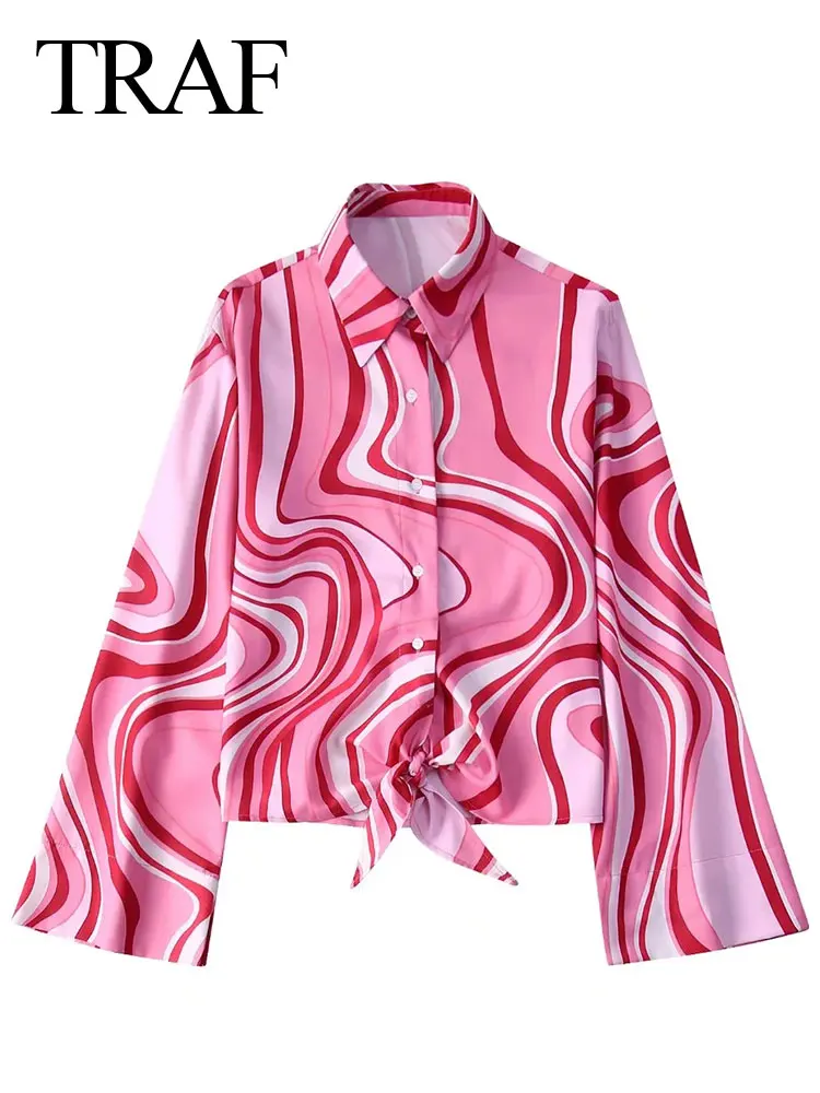 TRAF Women Print Curve Shirt Lapel Cardigan Buttons Long Flared Sleeve Blouse Hem Tie Slim Elegant Chic Fashion Spring Autumn
TRAF Women Print Curve Shirt Lapel Cardigan Buttons Long Flared Sleeve Blouse Hem Tie Slim Elegant Chic Fashion Spring Autumn