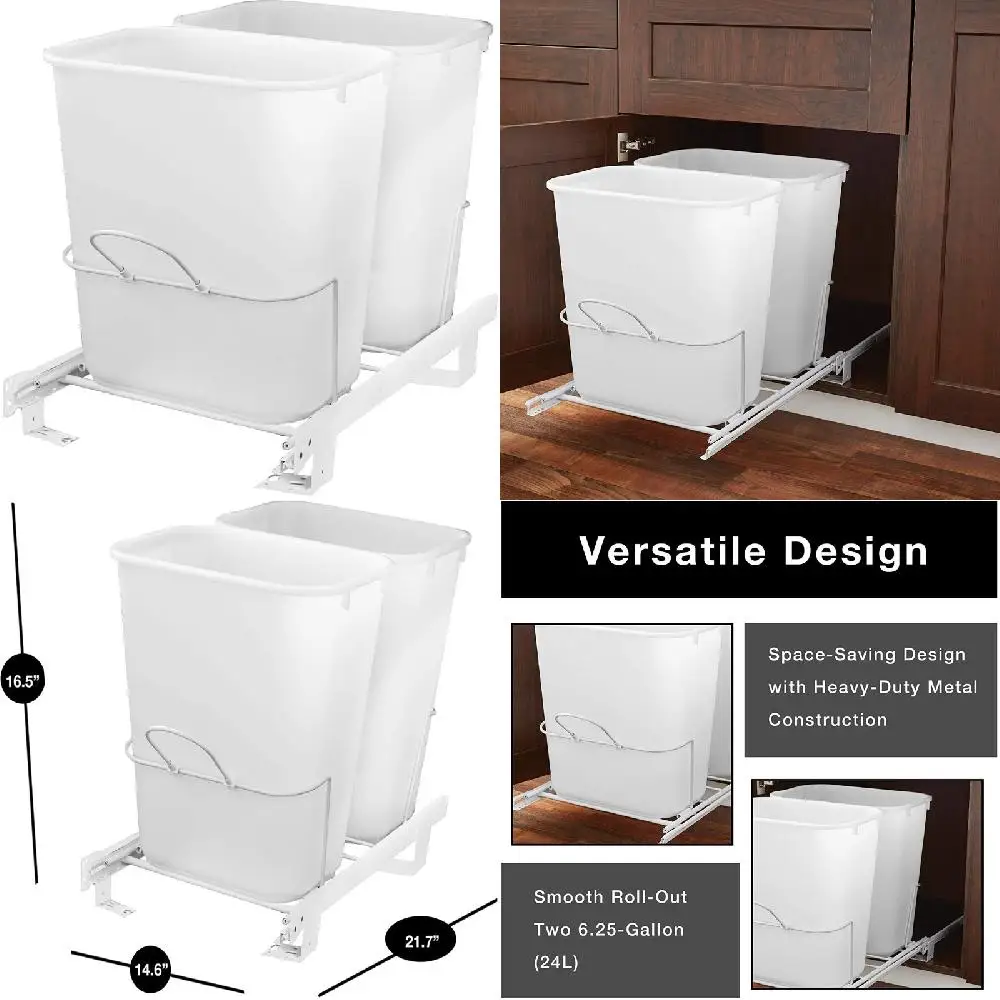 Magnificent White 2-Pc Space-Saving Luxurious 21.7x16.5 Inch Pull-Out Waste Basket Drawer Set - Perfect for Any Room Organizatio
Magnificent White 2-Pc Space-Saving Luxurious 21.7x16.5 Inch Pull-Out Waste Basket Drawer Set - Perfect for Any Room Organizatio