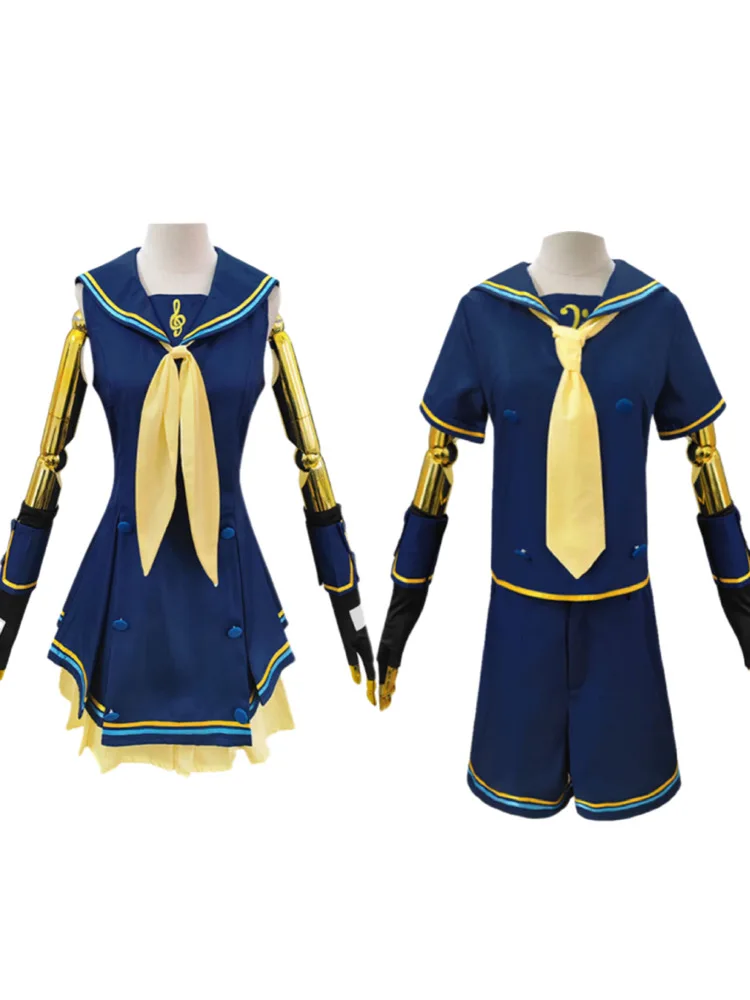 Anime Rin/Len Cosplay Costume Halloween Carnival Party Sailor Blue Yellow Dress Shorts Tie Suit Set Uniform Outfit for Women Men
Anime Rin/Len Cosplay Costume Halloween Carnival Party Sailor Blue Yellow Dress Shorts Tie Suit Set Uniform Outfit for Women Men