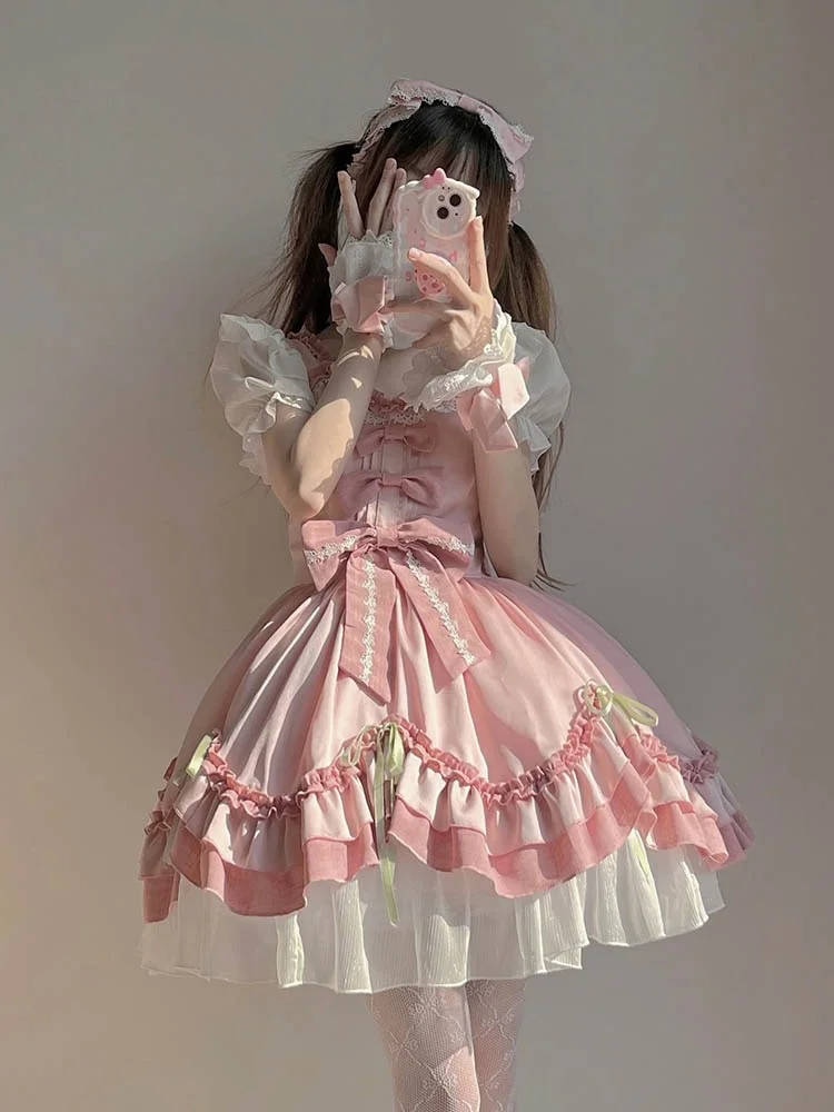 Cute Lolita Pink Maid Dress Japanese Sweet Women Kawaii Dress Role Play Costume Halloween Party Cosplay Anime Kawaii Clothing
Cute Lolita Pink Maid Dress Japanese Sweet Women Kawaii Dress Role Play Costume Halloween Party Cosplay Anime Kawaii Clothing