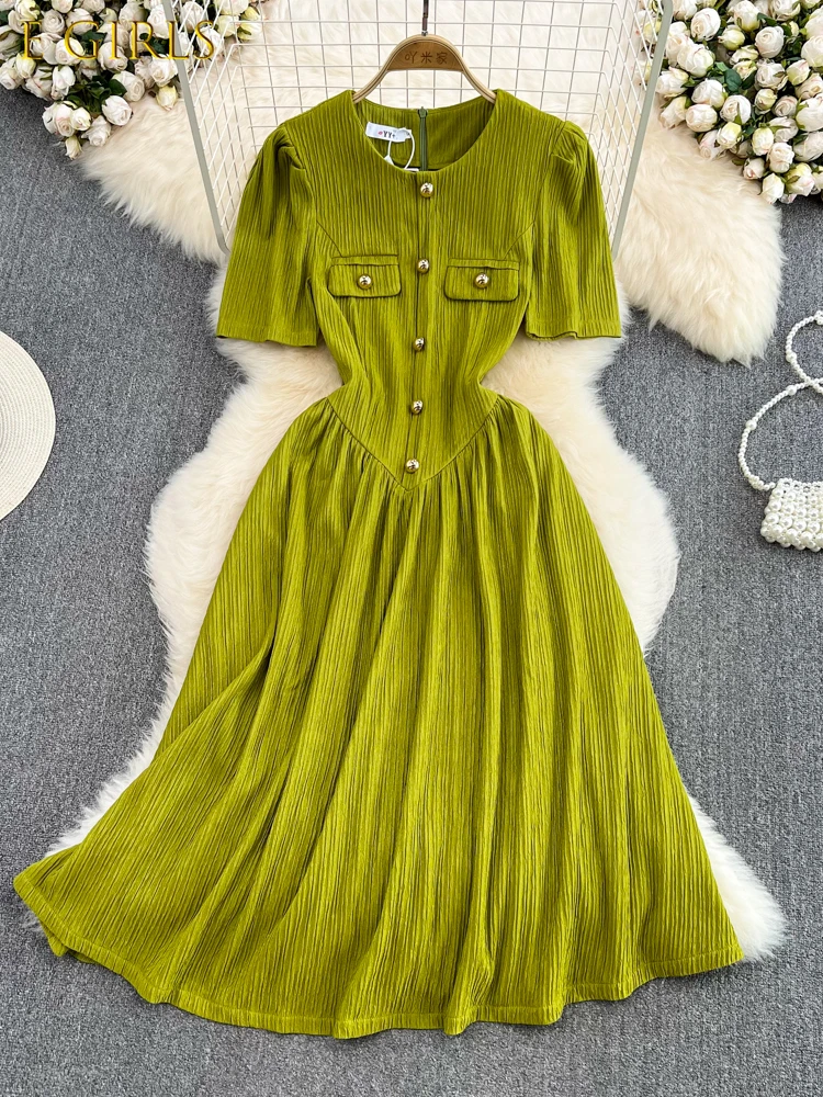 E GIRLS Aibeautyer New Casual Summer Solid Slim Short Lady Dress A Line O Neck Chiffon Single Breasted Mid-Calf Women Dresses
E GIRLS Aibeautyer New Casual Summer Solid Slim Short Lady Dress A Line O Neck Chiffon Single Breasted Mid-Calf Women Dresses