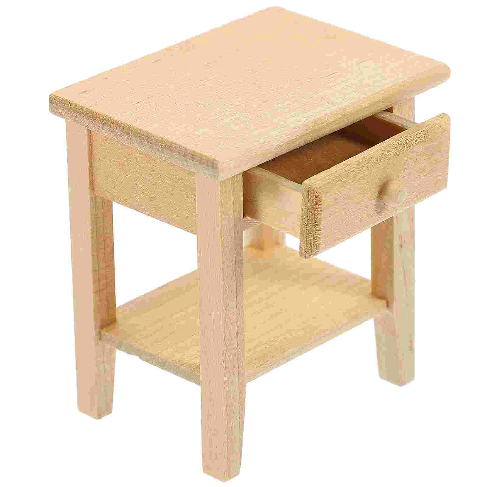 

House Decoration Mini Table Model Wooden Furniture Pocket Tiny Desk Miniature Toy