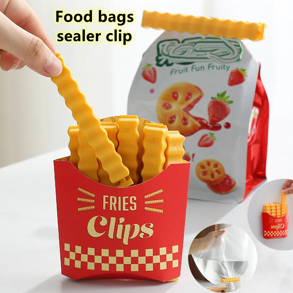 Creative French Fries Bag Sealer with Holder Fridge Magnet Food Bag Clip 12pcs Set Storage Case Space Saving Kitchen Accessories
Creative French Fries Bag Sealer with Holder Fridge Magnet Food Bag Clip 12pcs Set Storage Case Space Saving Kitchen Accessories