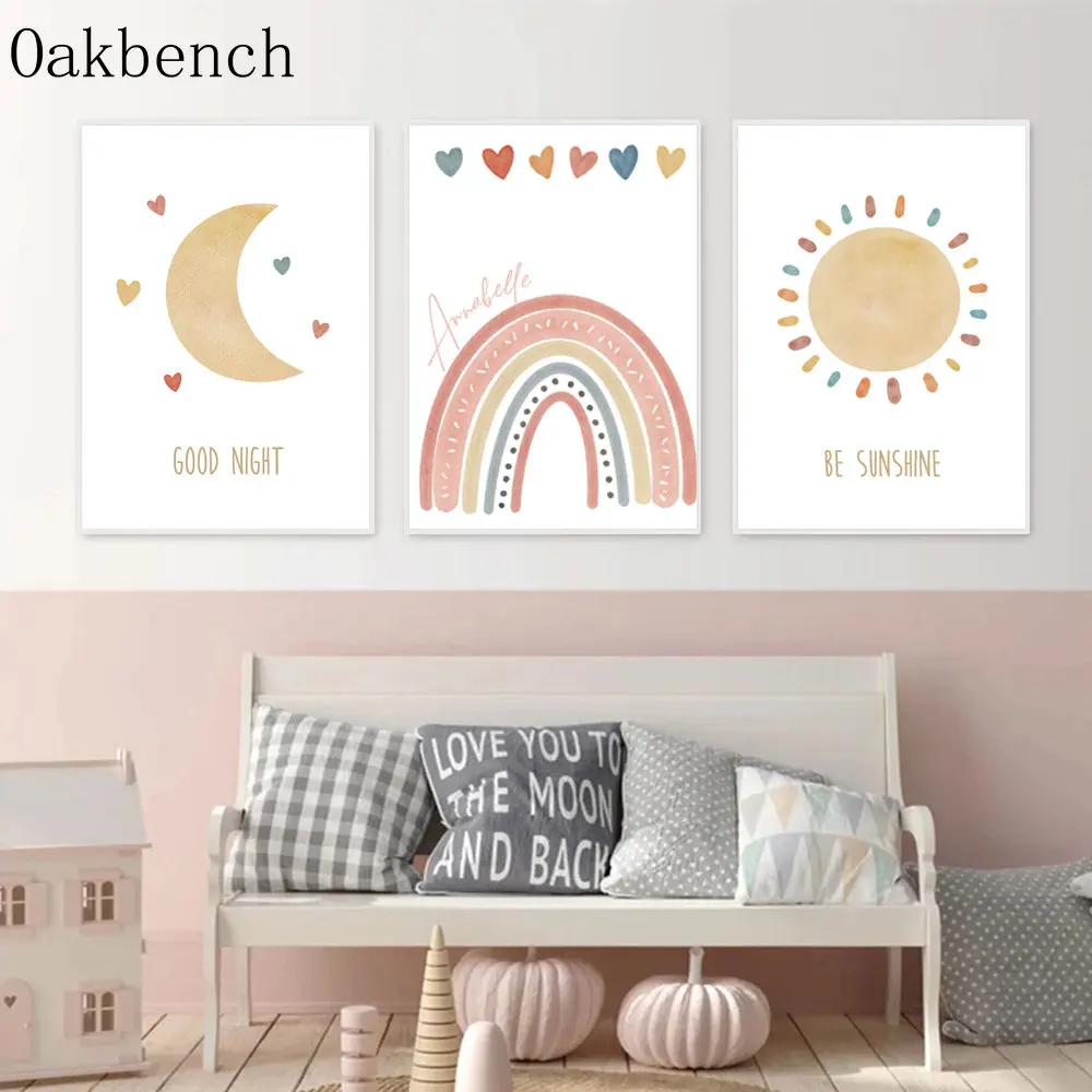 Sun Moon Canvas Poster Love Heart Wall Paintings Rainbow Print Pictures Custom Name Wall Art Nursery Posters Baby Bedroom Decor
Sun Moon Canvas Poster Love Heart Wall Paintings Rainbow Print Pictures Custom Name Wall Art Nursery Posters Baby Bedroom Decor