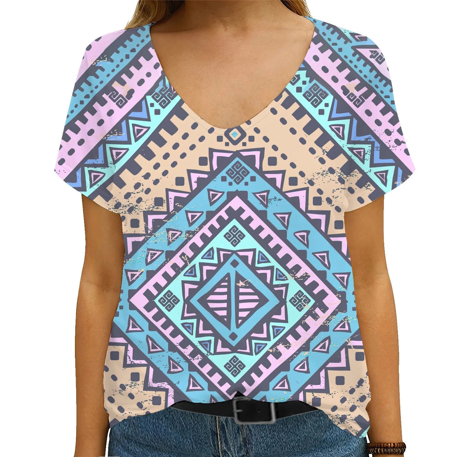2022 European and American women's clothing Amazon wish retro print ethnic style geometric figure v-neck short sleeves
2022 European and American women's clothing Amazon wish retro print ethnic style geometric figure v-neck short sleeves