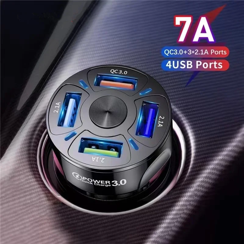 4 Ports USB Car Charger Fast Charging Quick Charge 3.0 USB C Car Phone Charger Adapter for IPhone 13 12 Xiaomi Samsung
4 Ports USB Car Charger Fast Charging Quick Charge 3.0 USB C Car Phone Charger Adapter for IPhone 13 12 Xiaomi Samsung