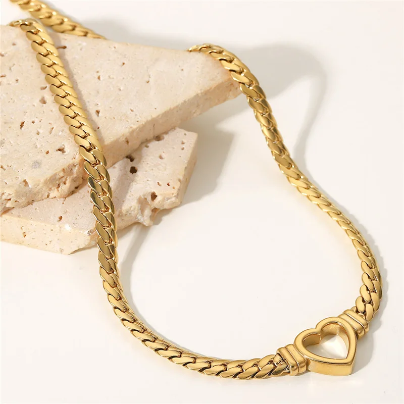 YW GAIRU Simple 14K Gold Plated Stainless Steel Cuban Link Chain Fashion Cutout Heart Necklace For Women 2022 Punk Jewelry
YW GAIRU Simple 14K Gold Plated Stainless Steel Cuban Link Chain Fashion Cutout Heart Necklace For Women 2022 Punk Jewelry