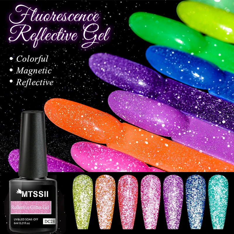 MTSSII Fluorescent Reflective Gel Holographic Gel Nail Polish Sparkling Reflective Glitter Soak Off UV LED Nail Gel
MTSSII Fluorescent Reflective Gel Holographic Gel Nail Polish Sparkling Reflective Glitter Soak Off UV LED Nail Gel