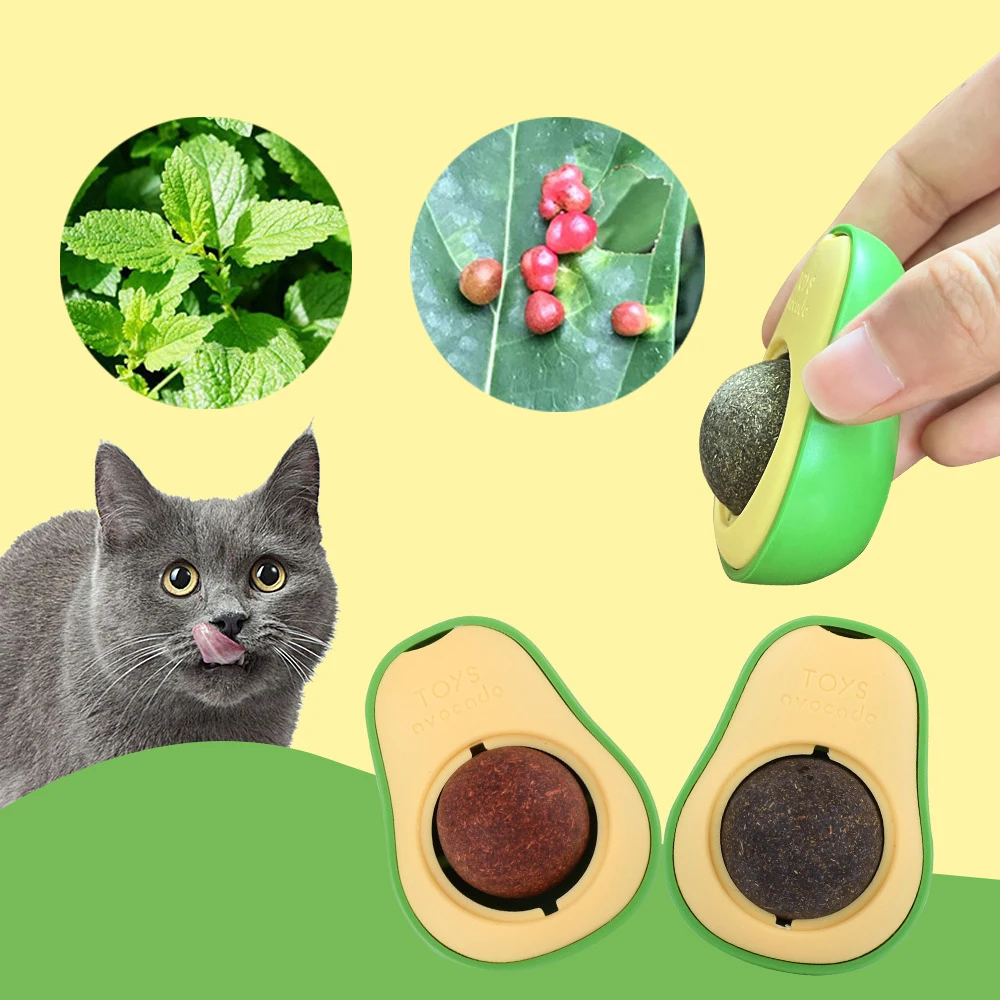 

New Catnip Pure Natural Cats Candy Snack Ball Rotatable Toy Cat Molar Toothpaste Edible Bolus Teeth Cleaning Bite-resistant Toys