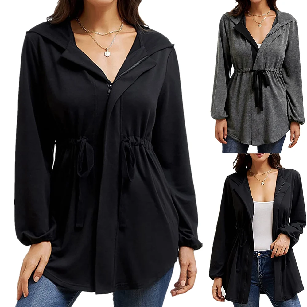 Women Long Sleeve Hood Cardigan Loose Lace Up Knittwear Casual Sweater Cardigan Female Knitted Elastic Waist Zipper Ladies Coat
Women Long Sleeve Hood Cardigan Loose Lace Up Knittwear Casual Sweater Cardigan Female Knitted Elastic Waist Zipper Ladies Coat