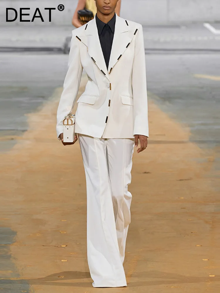 DEAT Fashion Women 2 Pcs Set Notched Collar Single Button Metal Block Blazer Floor-length Flare Pant Suit Autumn 2023 New 7AB189
DEAT Fashion Women 2 Pcs Set Notched Collar Single Button Metal Block Blazer Floor-length Flare Pant Suit Autumn 2023 New 7AB189