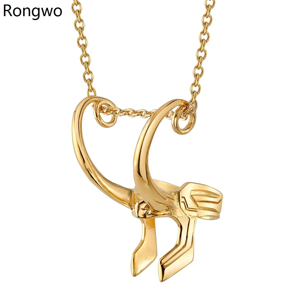 

Rongwo Loki Gold Silver Plated Pendant Necklaces Classic Fashion Movie Jewelry Accessories Newest Necklaces for Women Men