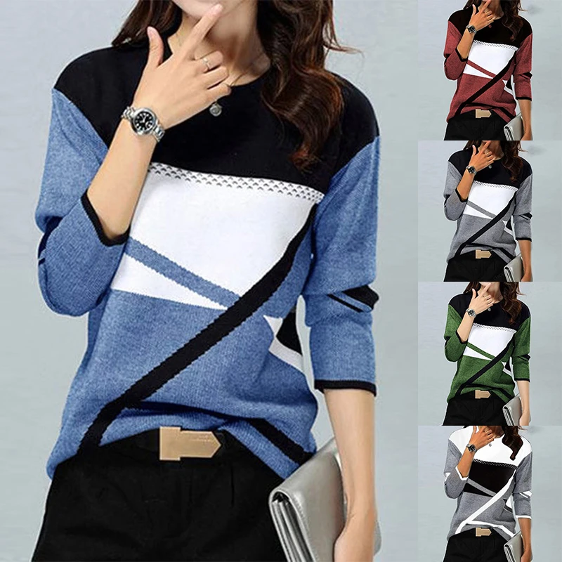 Осенний Модный пуловер с круглым вырезом, топы в стиле Харадзюку, Лоскутная Свободная блузка, Женская Повседневная рубашка с длинным рукаво... 
Осенний Модный пуловер с круглым вырезом, топы в стиле Харадзюку, Лоскутная Свободная блузка, Женская Повседневная рубашка с длинным рукаво...