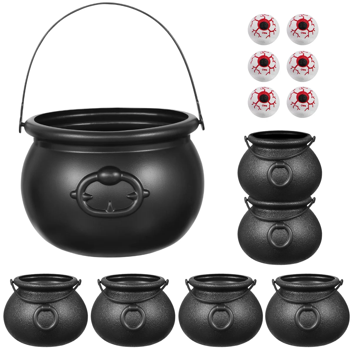 Hemoton 7PCS Black Cauldron 6PCS Eyeballs Halloween Candy Bucket Kettle Party Favors Supplies Decoration
Hemoton 7PCS Black Cauldron 6PCS Eyeballs Halloween Candy Bucket Kettle Party Favors Supplies Decoration