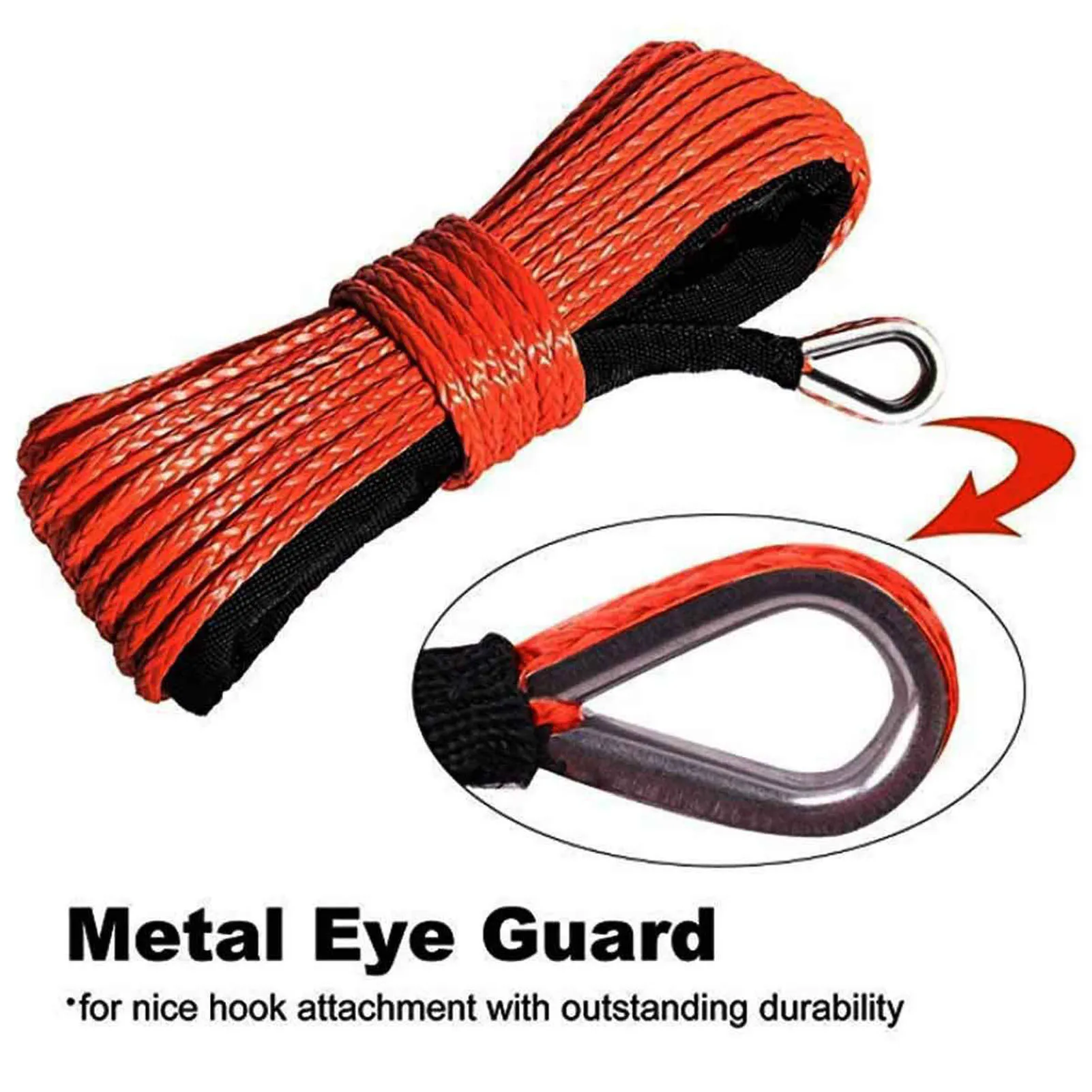 

15M 6mm Synthetic Fiber Trailer Towing Cable Winch Rope String Line With Hook Towing Ropes 7000lbs For Cars ATV UTV Truck Boat