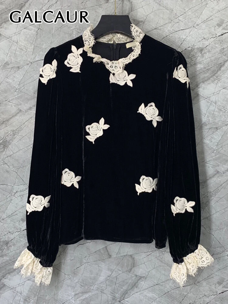 GALCAUR Embroidery Printing Shirts For Women Round Neck Long Sleeve Patchwork Lace Elegant Colorblock Temperament Blouses Female
GALCAUR Embroidery Printing Shirts For Women Round Neck Long Sleeve Patchwork Lace Elegant Colorblock Temperament Blouses Female