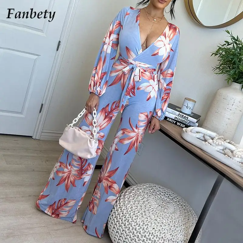 Women Elegant Leaf Print Straight Jumpsuits Autumn Casual Long Sleeve Loose Playsuit Overalls Ladies Sexy V-neck Party Romper
Women Elegant Leaf Print Straight Jumpsuits Autumn Casual Long Sleeve Loose Playsuit Overalls Ladies Sexy V-neck Party Romper