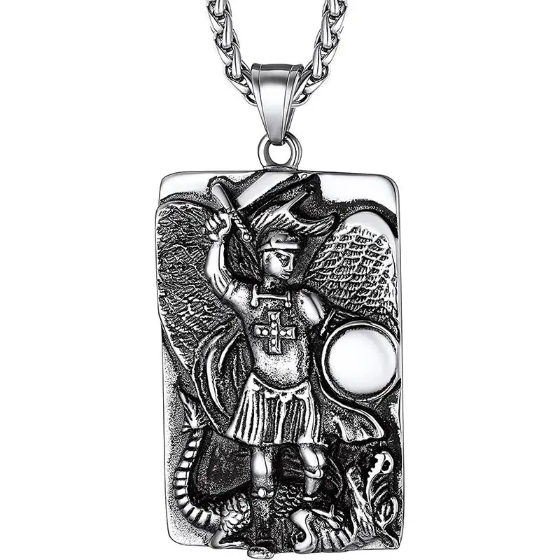 Richsteel St. Michael Saint Medal Pendant Necklace for Men Angel Guardian Protection Jewelry Stainless Steel Wheat Chain
Richsteel St. Michael Saint Medal Pendant Necklace for Men Angel Guardian Protection Jewelry Stainless Steel Wheat Chain