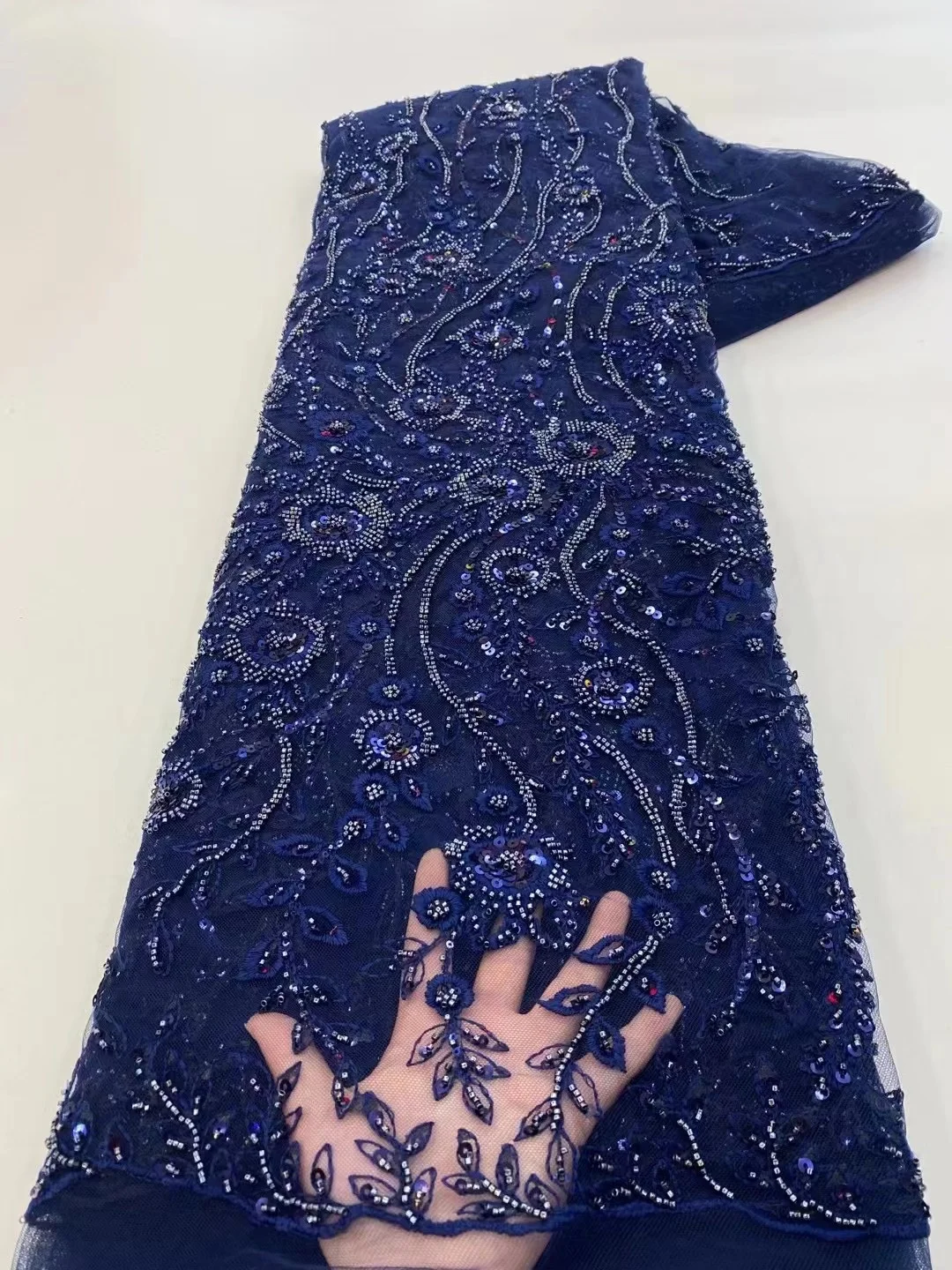 Navy BlueAfrican Sequins Tulle Lace Fabric 5 Yards 2022 High Quality Embroidered French Net Lace Nigerian Beaded Lace For Party
Navy BlueAfrican Sequins Tulle Lace Fabric 5 Yards 2022 High Quality Embroidered French Net Lace Nigerian Beaded Lace For Party