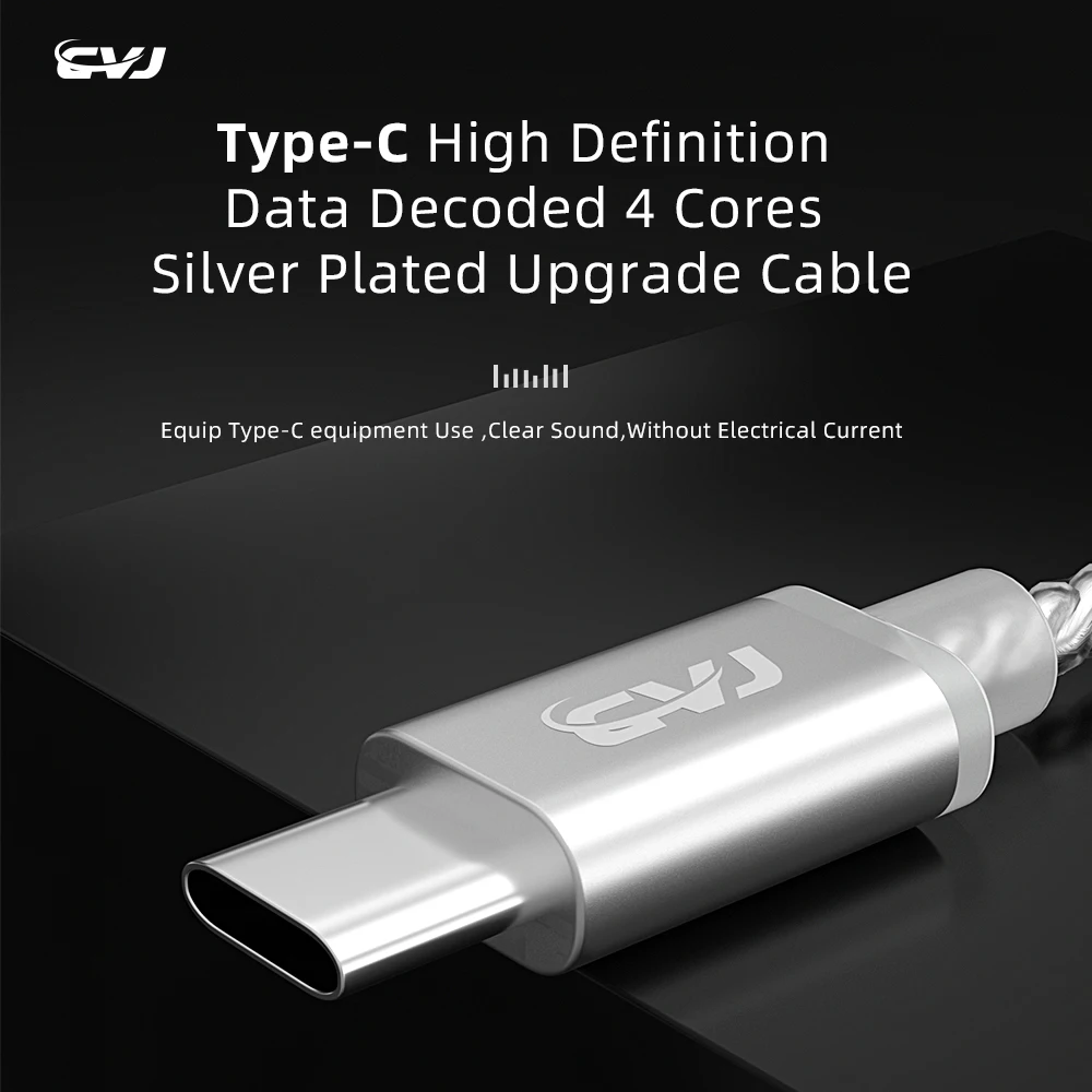 

CVJ-V5 TYPEC DAC hd-decoded lossless silver-plated hi-fi upgraded cable with microphone mmcx 0.750.782Pin for tfz kz trn cca csk