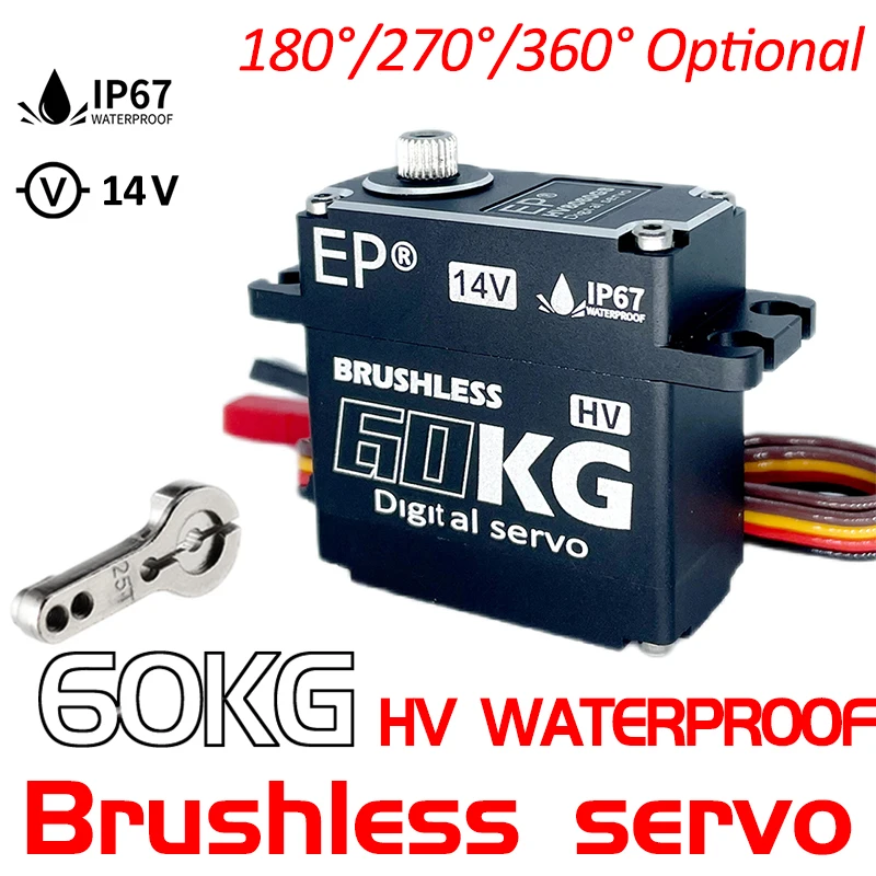 Waterproof Brushless Servo 14V HV 60KG Full Aluminum Case Digital Metal Gear for 1/8 1/10 RC Car Crawler Boat Dron DIY Model
Waterproof Brushless Servo 14V HV 60KG Full Aluminum Case Digital Metal Gear for 1/8 1/10 RC Car Crawler Boat Dron DIY Model