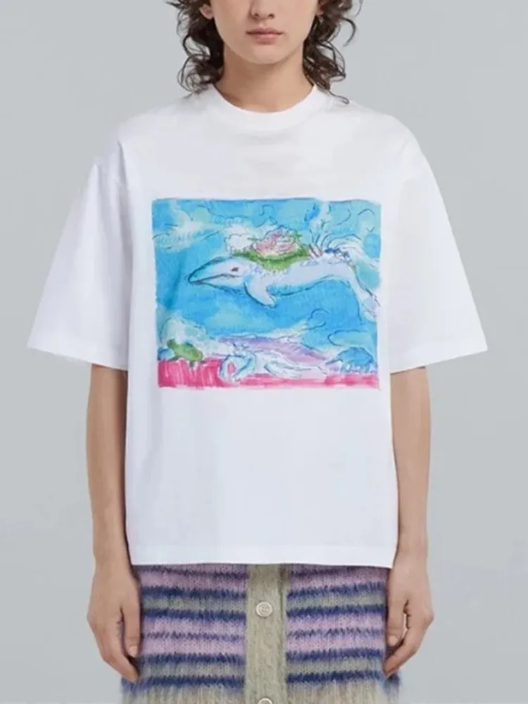 New Women T-shirt 100% Cotton 2023 Spring Summer Casual Print Round Neck Ladies Pullover Loose Female Tops
New Women T-shirt 100% Cotton 2023 Spring Summer Casual Print Round Neck Ladies Pullover Loose Female Tops