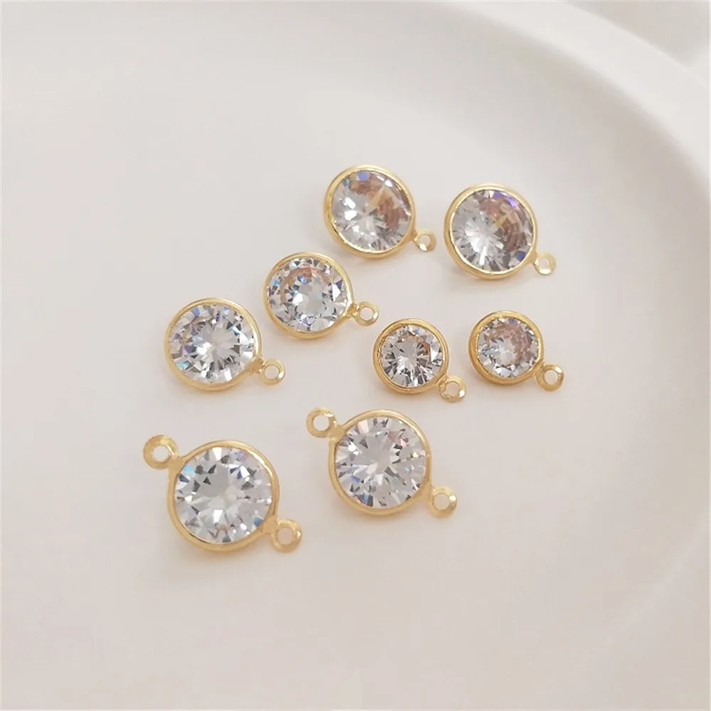 Large round zircon edge single hanging double 14K gold color flashing zirconium pendant handmade first jewelry accessories
Large round zircon edge single hanging double 14K gold color flashing zirconium pendant handmade first jewelry accessories
