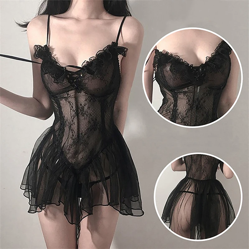 Sexy Woman Perspective Bowknot Lace Lingerie Erotic Pajamas See-through Wedding Dress Costume Ladies Hot Sexy Lingerie Dress
Sexy Woman Perspective Bowknot Lace Lingerie Erotic Pajamas See-through Wedding Dress Costume Ladies Hot Sexy Lingerie Dress