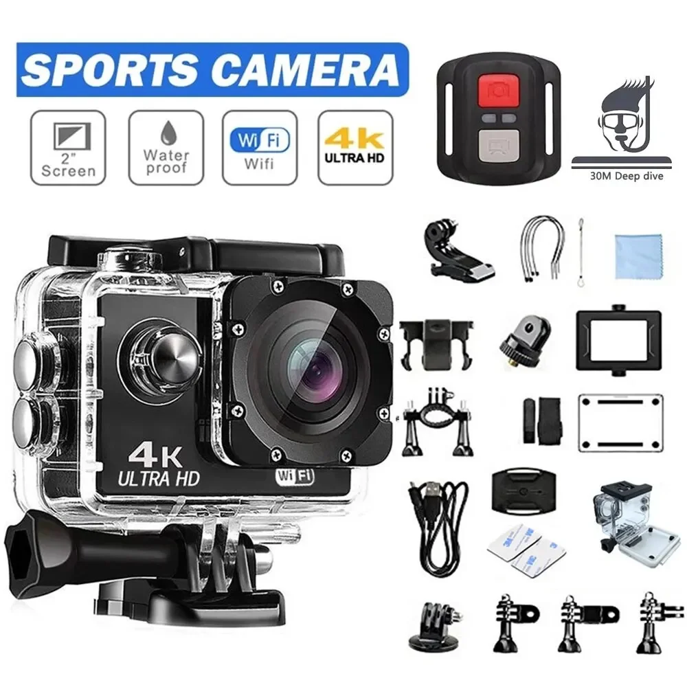 

4K Action Camera 30FPS HD Wide Angle Lens Video 16MP Recording Underwater Camera 30M Waterproof Wifi Motorcycle Driving Recorder