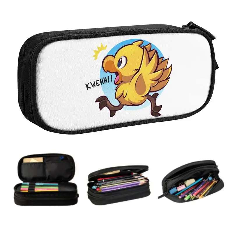 

Chocobo Yellow Bird Adventure Pencil Case Girl Large Capacity Final Fantasy Science Game Pencil Bag Pouch Students Stationery