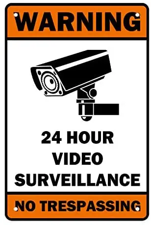Warning Sign Property Sign-24 Hours Surveillance No Trespassing- Tin Sign Funny Metal Plate Sign Video Surveillance Sign
Warning Sign Property Sign-24 Hours Surveillance No Trespassing- Tin Sign Funny Metal Plate Sign Video Surveillance Sign