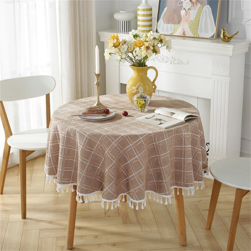 Korean Style Double Stripe Brown Round Desk Home Use Outdoor Picnic Table Cloth Modern Contracted Table Cloth
Korean Style Double Stripe Brown Round Desk Home Use Outdoor Picnic Table Cloth Modern Contracted Table Cloth