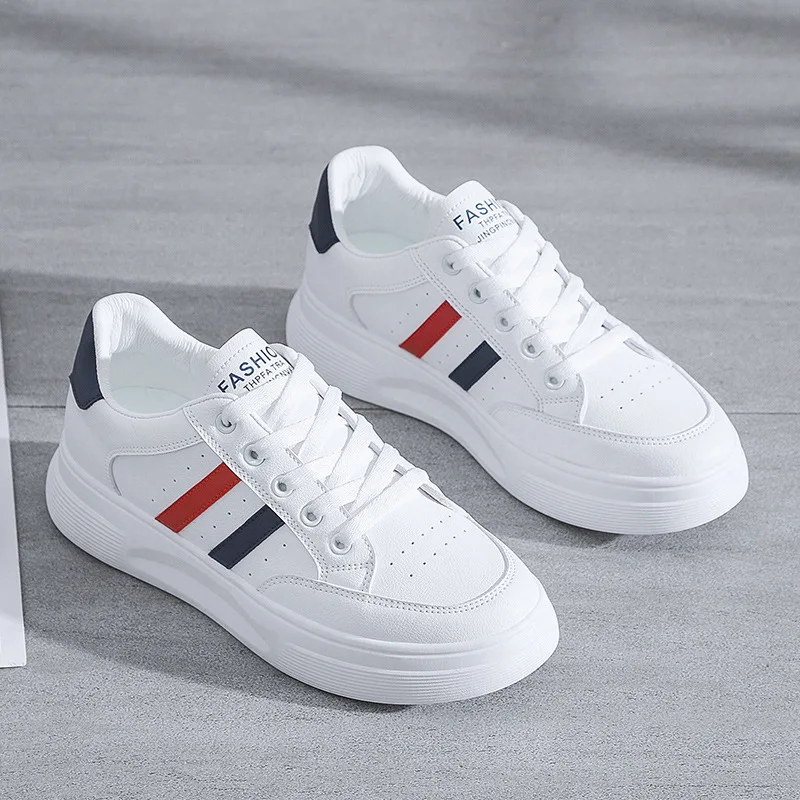 Кроссовки женские дышащие, Повседневная Уличная обувь, на шнуровке, белые, весна-лето 
Кроссовки женские дышащие, Повседневная Уличная обувь, на шнуровке, белые, весна-лето