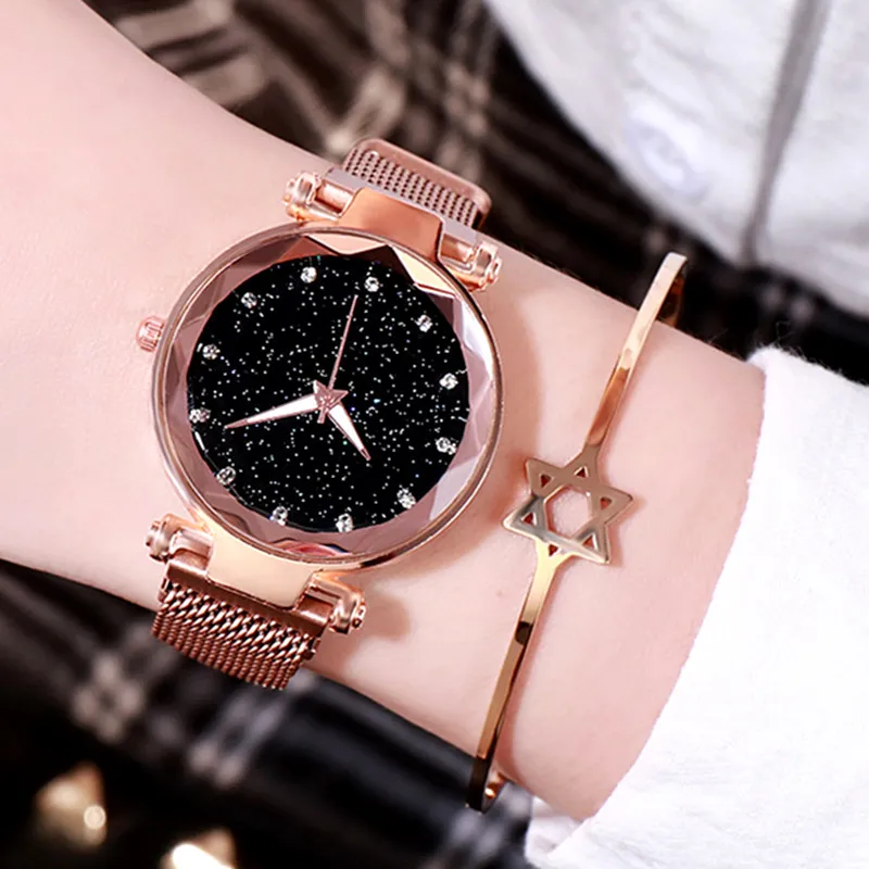 

Ladies Magnetic Starry Sky Clock Luxury Women Watches Fashion Diamond Female Quartz Wristwatches Relogio Feminino Zegarek Damski
