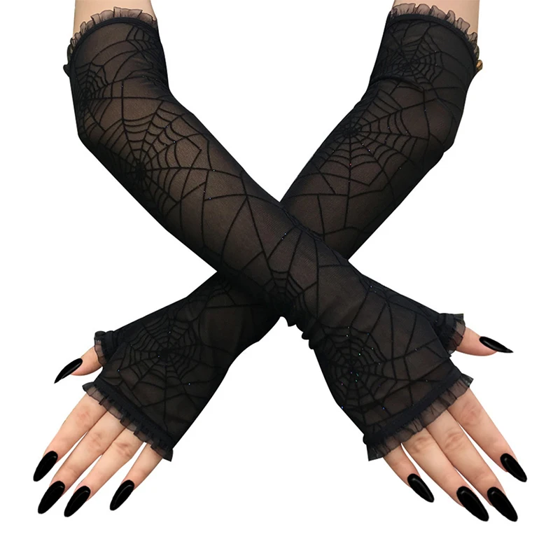 Halloween Spider Web Gloves Sexy Harajuku Gothic Punk Mittens Women Fingerless Stretchy Mesh Lace Gloves Cosplay Wedding Bride
Halloween Spider Web Gloves Sexy Harajuku Gothic Punk Mittens Women Fingerless Stretchy Mesh Lace Gloves Cosplay Wedding Bride