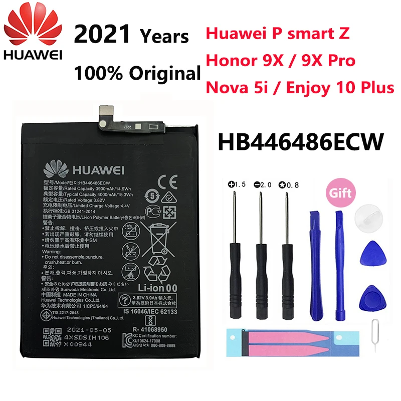 

100% Orginal HB446486ECW 4000mAh Battery For Huawei P smart Z Honor 9X Honor9X Pro Nova 5i Enjoy 10 Plus Phone Batteries Bateria