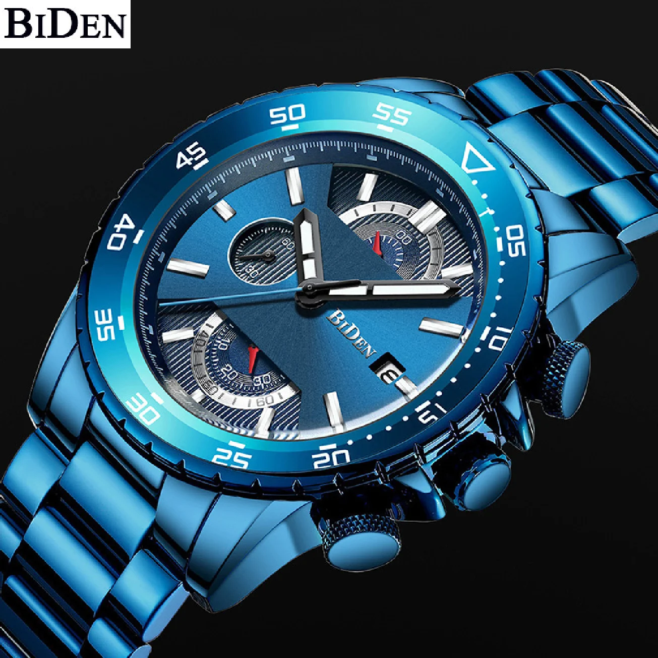 BIDEN Luxury Brand Men Quartz Watch Sea Blue Series Waterproof Chronograph Wristwatch Calendar Watches Gifts Relogio Masculino
BIDEN Luxury Brand Men Quartz Watch Sea Blue Series Waterproof Chronograph Wristwatch Calendar Watches Gifts Relogio Masculino