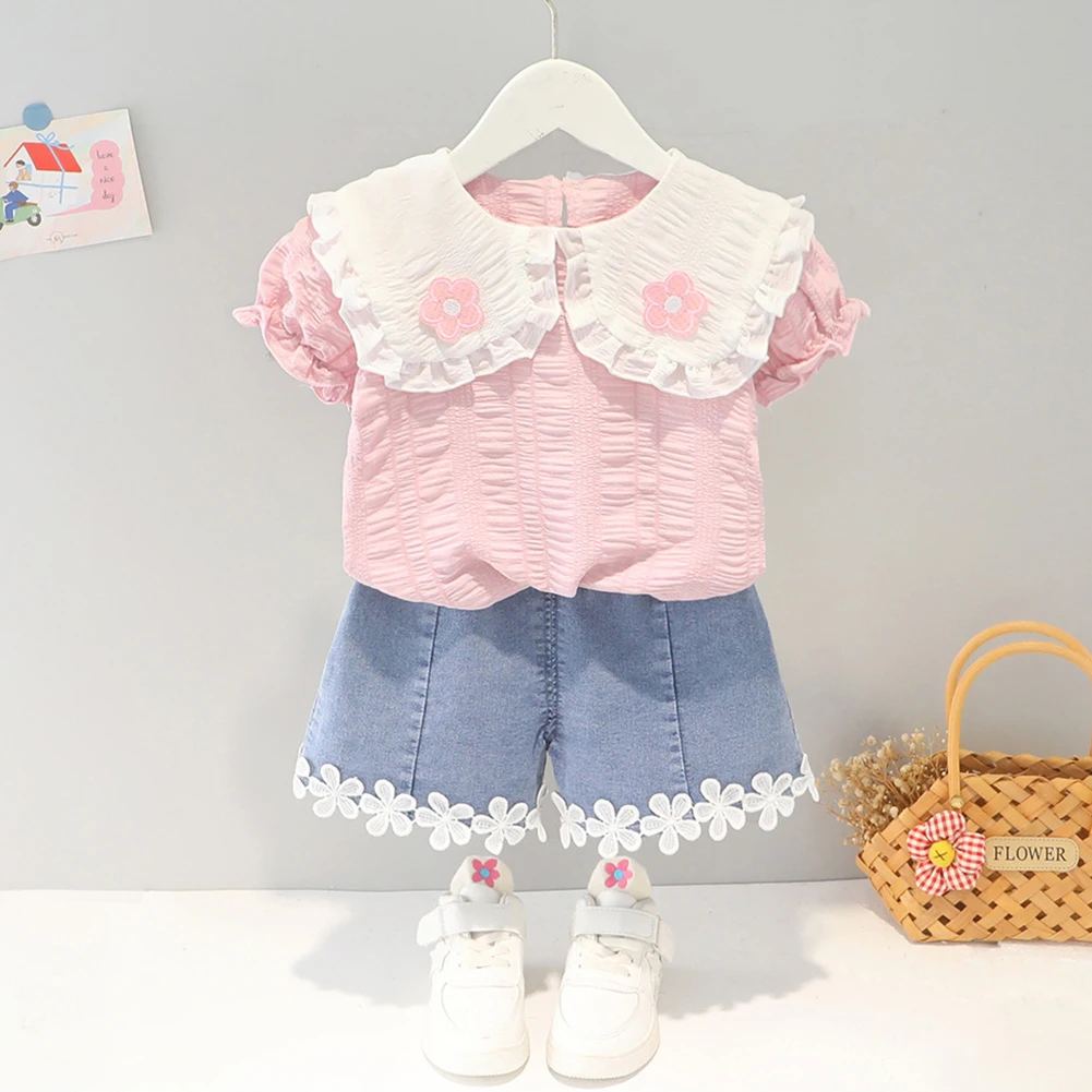 Infant Baby Girls Adorable Outfit Short Puff Sleeve Peter Pan Collar T-shirt Floral Lace Short Pants With Pockets 2pcs Outfit
Infant Baby Girls Adorable Outfit Short Puff Sleeve Peter Pan Collar T-shirt Floral Lace Short Pants With Pockets 2pcs Outfit