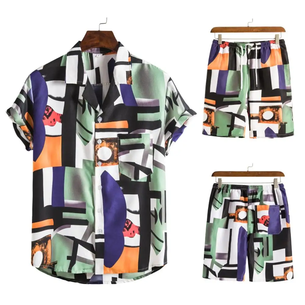 Color Block Clothes for Men Two Piece Set Mens Clothing Summer Short Sleeve Shirts and Shorts Beachwear Street Casual Men Sets 
Color Block Clothes for Men Two Piece Set Mens Clothing Summer Short Sleeve Shirts and Shorts Beachwear Street Casual Men Sets