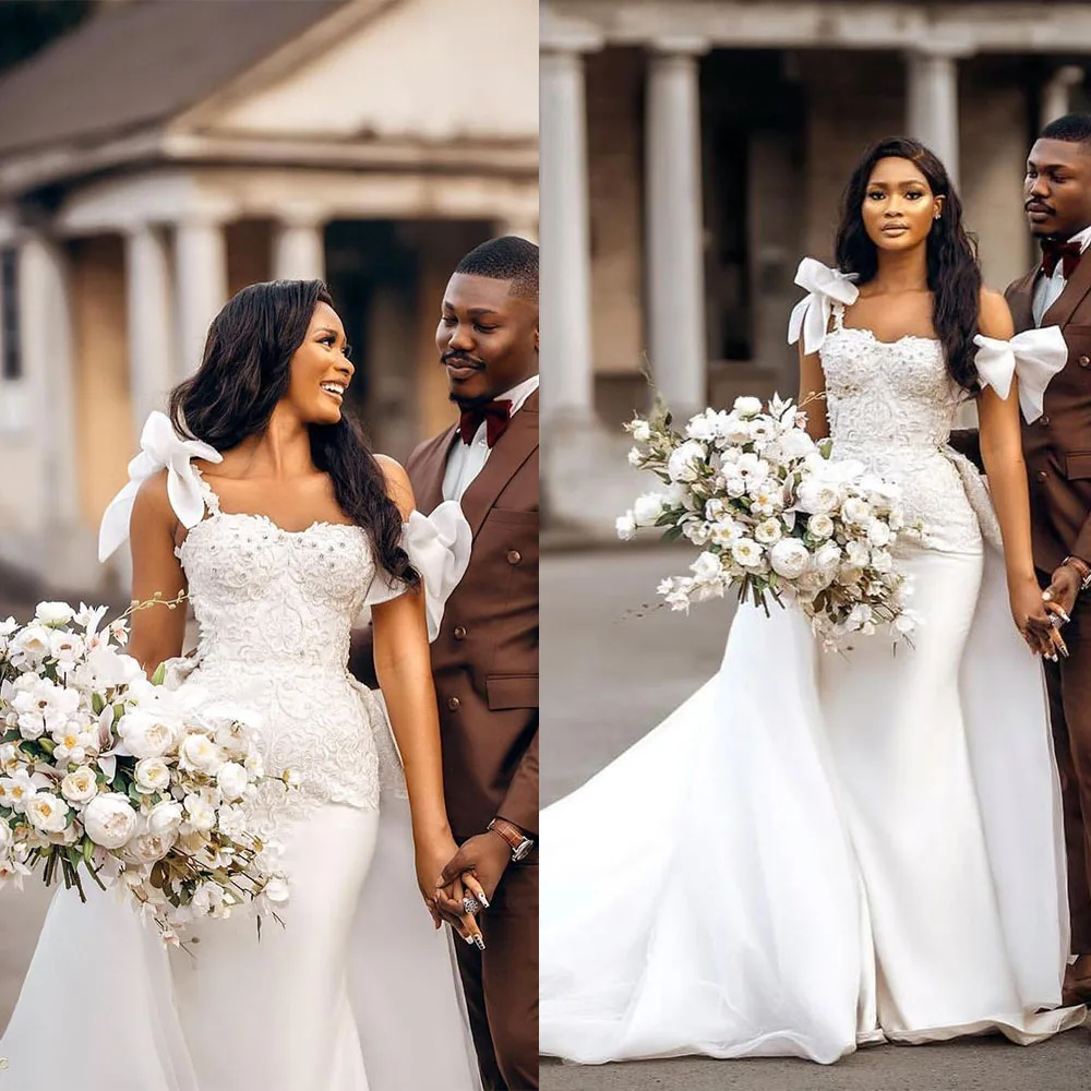 Vintage Sequined Vestidos De Novia Mermaid Wedding Dress Bow Spaghetti Straps Lace Train Mariee Marriage Wedding Gown
Vintage Sequined Vestidos De Novia Mermaid Wedding Dress Bow Spaghetti Straps Lace Train Mariee Marriage Wedding Gown