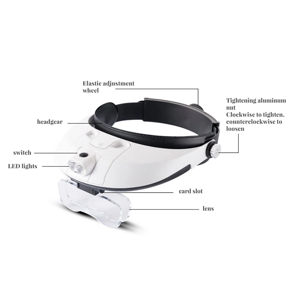Head Mount Magnifying Glass Portable Necklace Watch Repair Soldering Hands-Free Magnifier with Lights Students
Head Mount Magnifying Glass Portable Necklace Watch Repair Soldering Hands-Free Magnifier with Lights Students