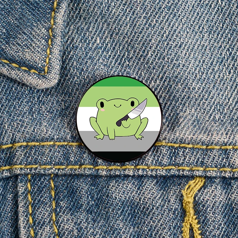 Aromantic Pride Frog Knife Pin Custom Brooches Shirt Lapel teacher tote Bag backpacks Badge Cartoon gift brooches pins for women
Aromantic Pride Frog Knife Pin Custom Brooches Shirt Lapel teacher tote Bag backpacks Badge Cartoon gift brooches pins for women