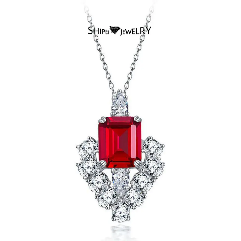 Shipei Luxury 100% 925 Sterling Silver Emerald Cut Created Moissanite Ruby Gemstone Wedding Party Fine Jewelry Pendant Necklace
Shipei Luxury 100% 925 Sterling Silver Emerald Cut Created Moissanite Ruby Gemstone Wedding Party Fine Jewelry Pendant Necklace